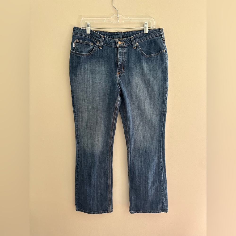 Carhartt Blue Denim Jeans with Orange Logo size 34x28